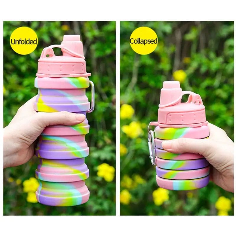 500ml Creative Portable Silicone Folding Sports Water Bottle, Tie Dye Silicone Foldable Water Cups, Collapsible Water Bottle, Leak Proof Water Bottles For Outdoor Camping 500ml Creative Portable Silicone Folding Sports Water Bottle, Tie Dye Silicone Foldable Water Cups, Collapsible Water Bottle, Leak Proof Water Bottles For Outdoor Camping